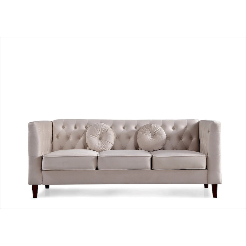 US PRIDE FURNITURE Velvet Classic Chesterfield Sofa with Wood legs