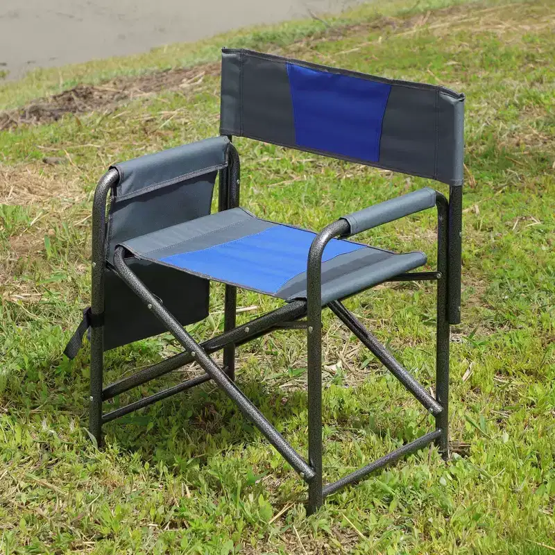 Okak Oversized Camping Chairs with Storage Pockets, Lightweight Folding Chair with Backrest, Collapsible Chair for Picnics, Fishing