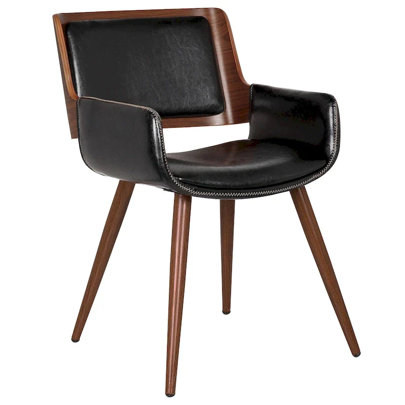 Faux Leather Mid-Century Dining Chair with Metal Legs