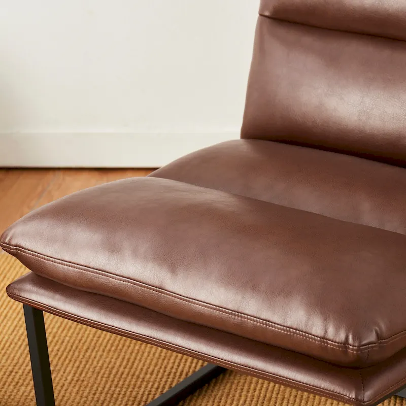 Glitzhome 30.25H Modern Soft PU Leather Armless Accent Chair