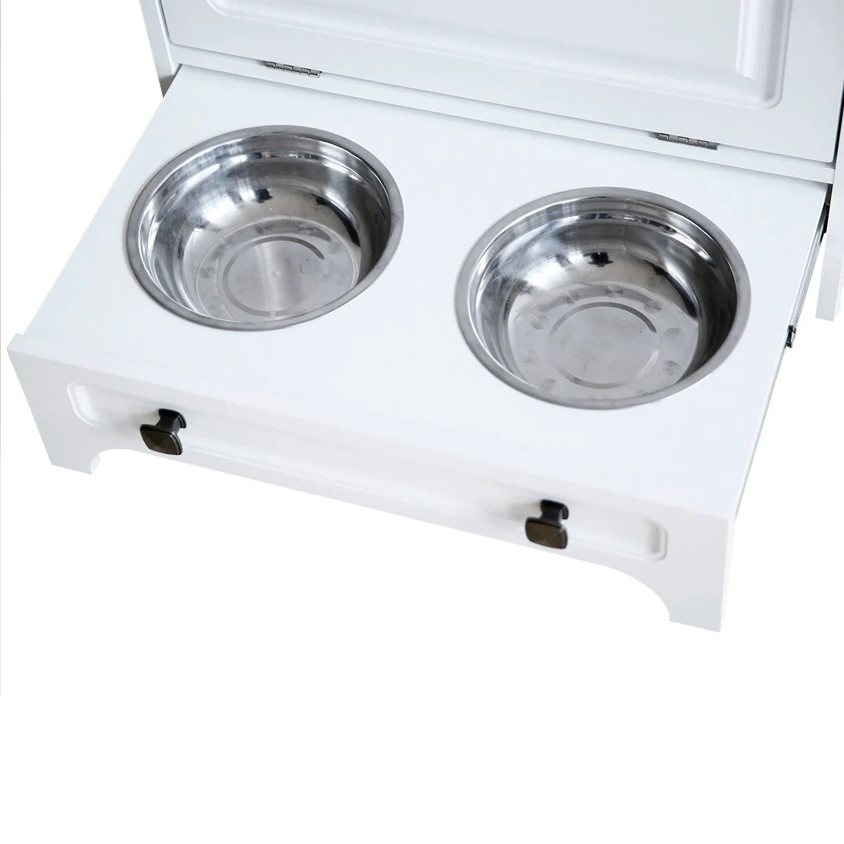 Roomfitters Dog Feeding Station with 2 Elevated Dog Bowls, Tilt Out Pet Feeding Cabinet Station