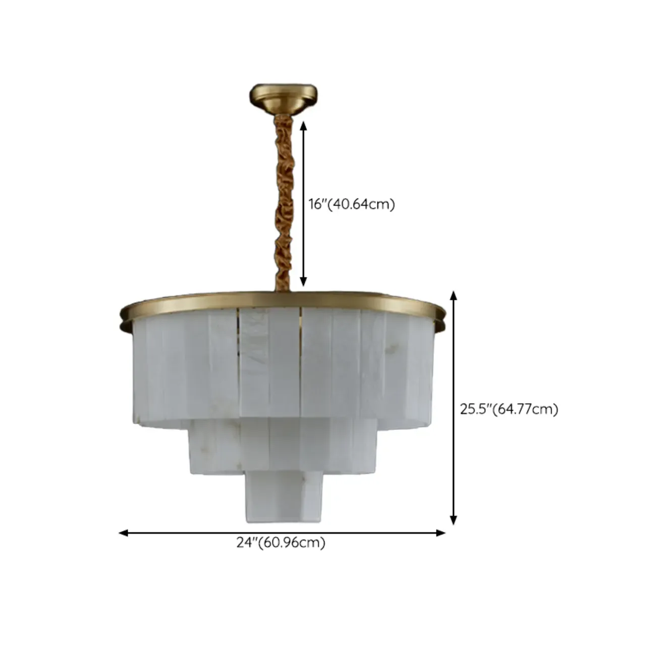Classic Gold Tiered Circular Alabaster Chandelier