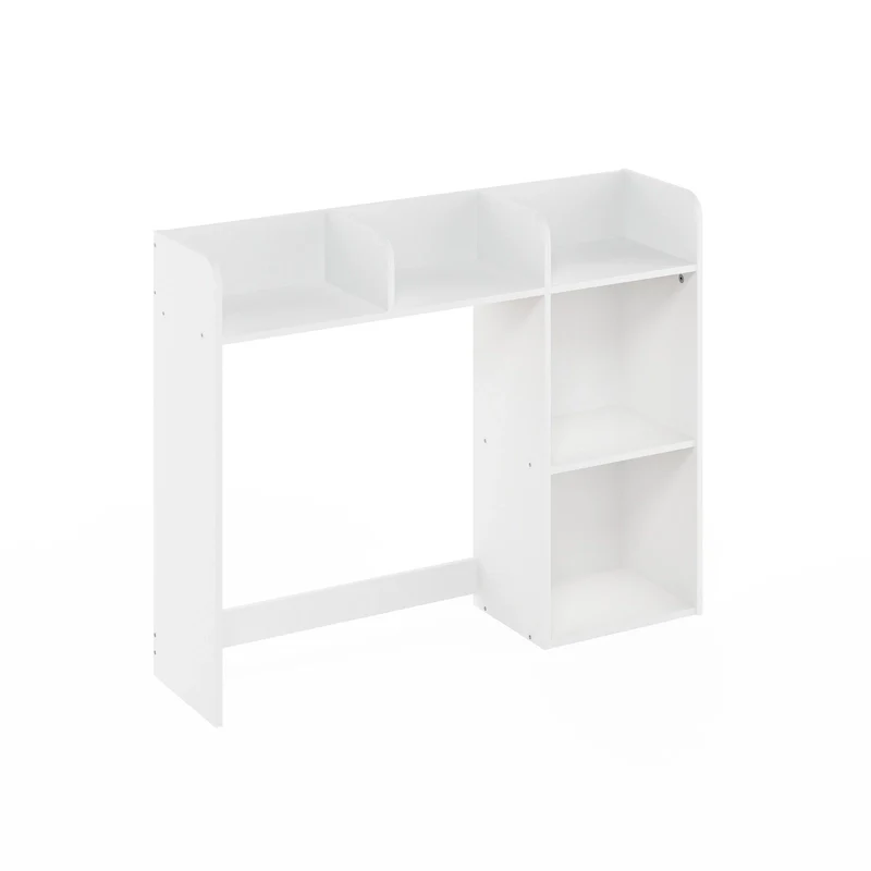 Furinno Classic Desktop Bookshelf Storage Hutch, Desk Organizer with 5 Shelves, White