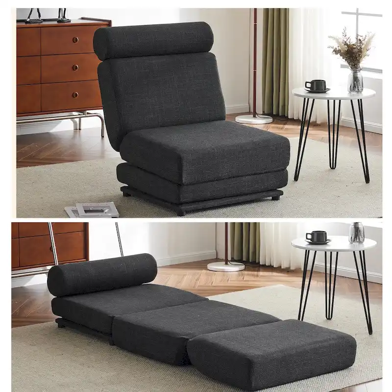 Single Sofa Chair Foldable Bed with Pillow,Portable Sofa Bed,Sofa Chair,Made of Breathable and Wearable Linen