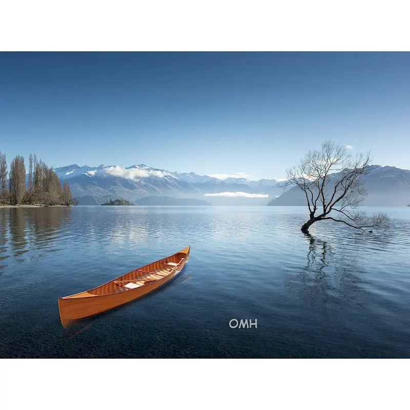 Wooden Canoe with Ribs 16 Mahogany