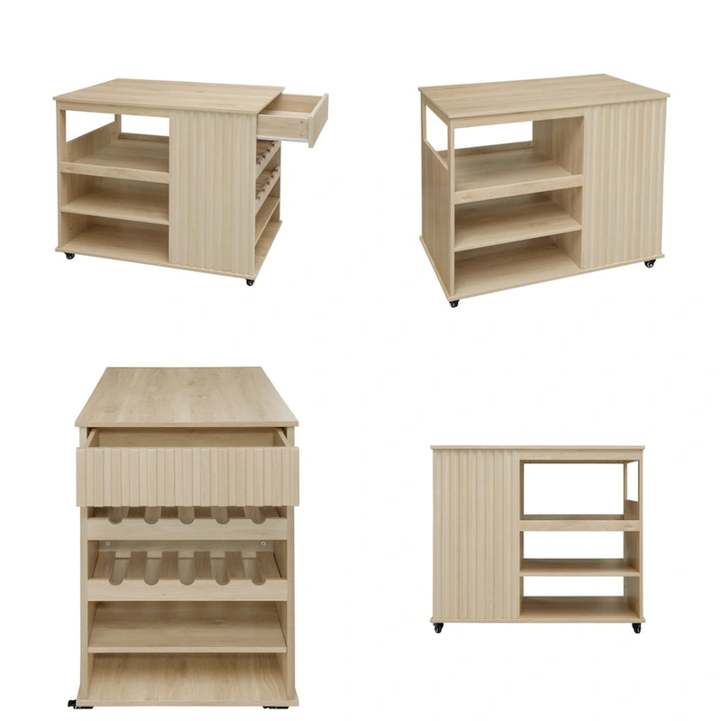 Rolling Kitchen Island with Drawer,Wine Rack,Lockable Casters