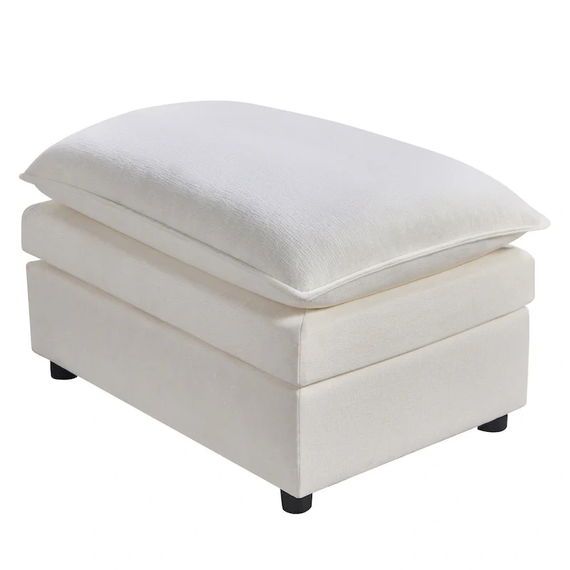 White 142.52  U-Shaped 6 Seater Sectional Sofa with Convertible Chaise and Ottomans, Spacious Cloud Couch