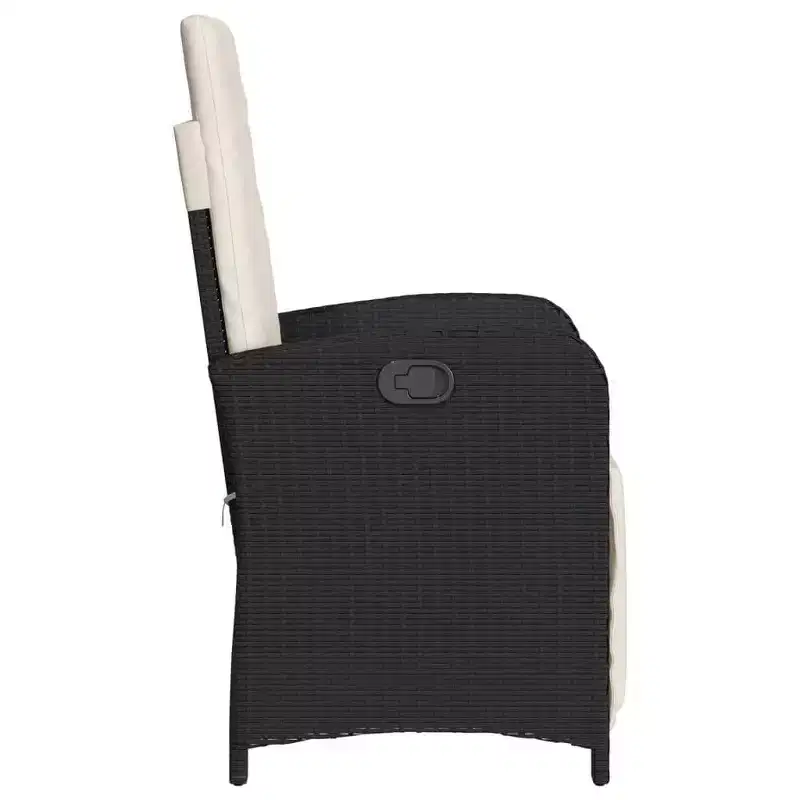 vidaXL 3 Piece Bistro Set with Cushions Black Poly Rattan