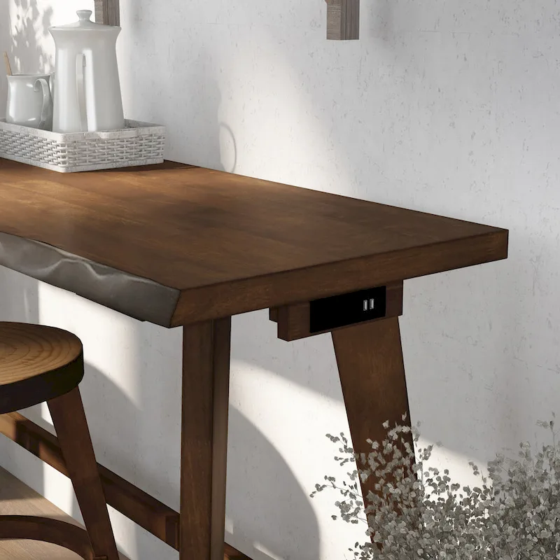 Dewl Farmhouse Walnut Wood 4-Piece Counter Height Table Set by Furniture of America