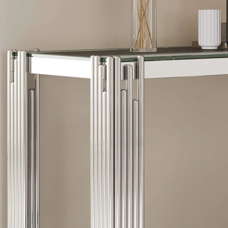 Sophisticated Double-Layer Tempered Glass Console Table