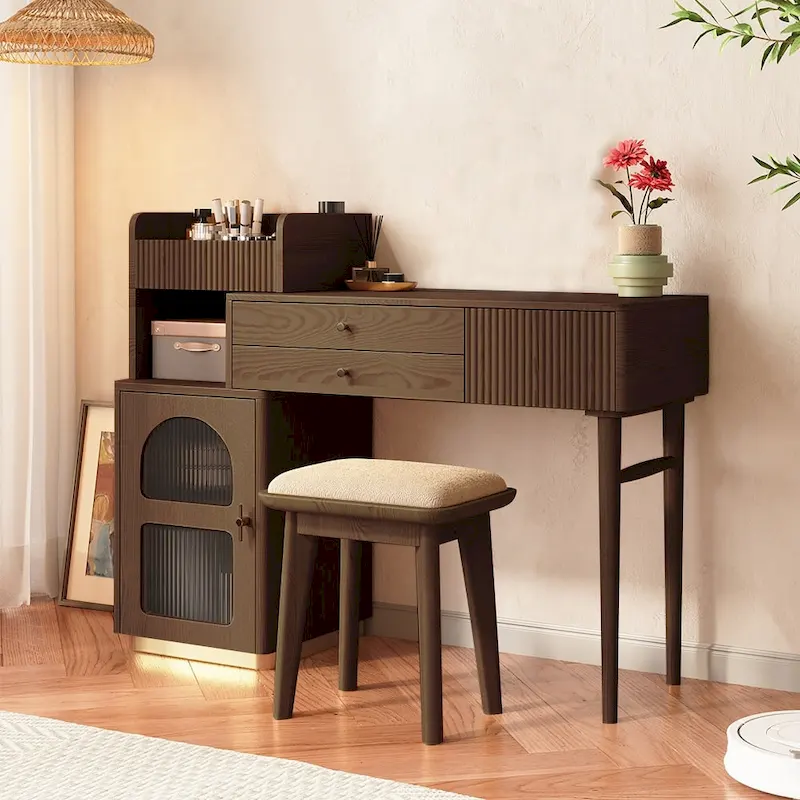 JASIWAY Vanity Makeup Table with 3 Drawers