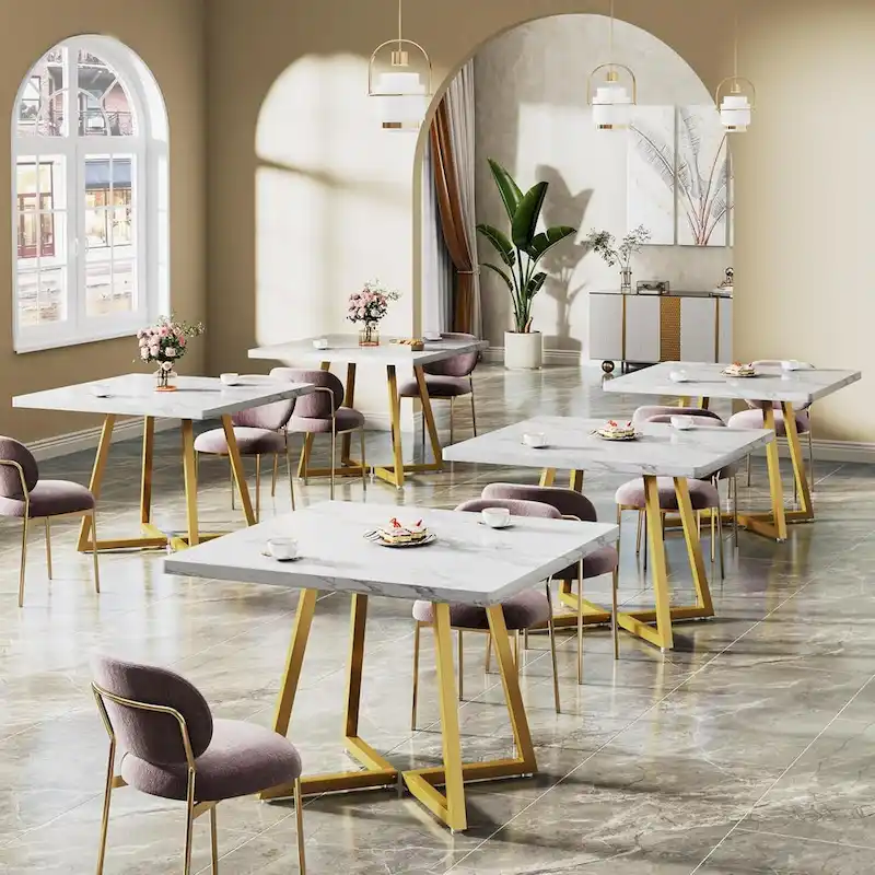 31.5 Inches Wood Square Dinner Table with Metal Base