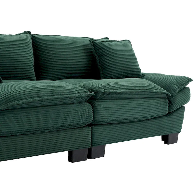65.5 Upholstered 3-Seater Sofa Couch with Two Pillows and Sturdy Construction