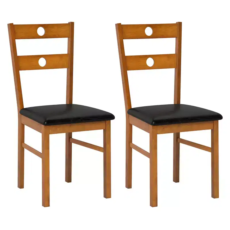 Costway Wood Dining Chairs Set of 2/4 with Rubber Wood Frame, Padded Seat & Slatted Backrest White/Walnut