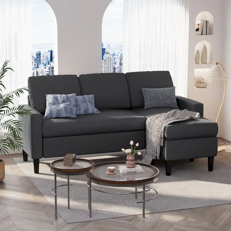 Futzca 74 Convertible Sectional Sofa Couch, Small L-Shaped Sofa