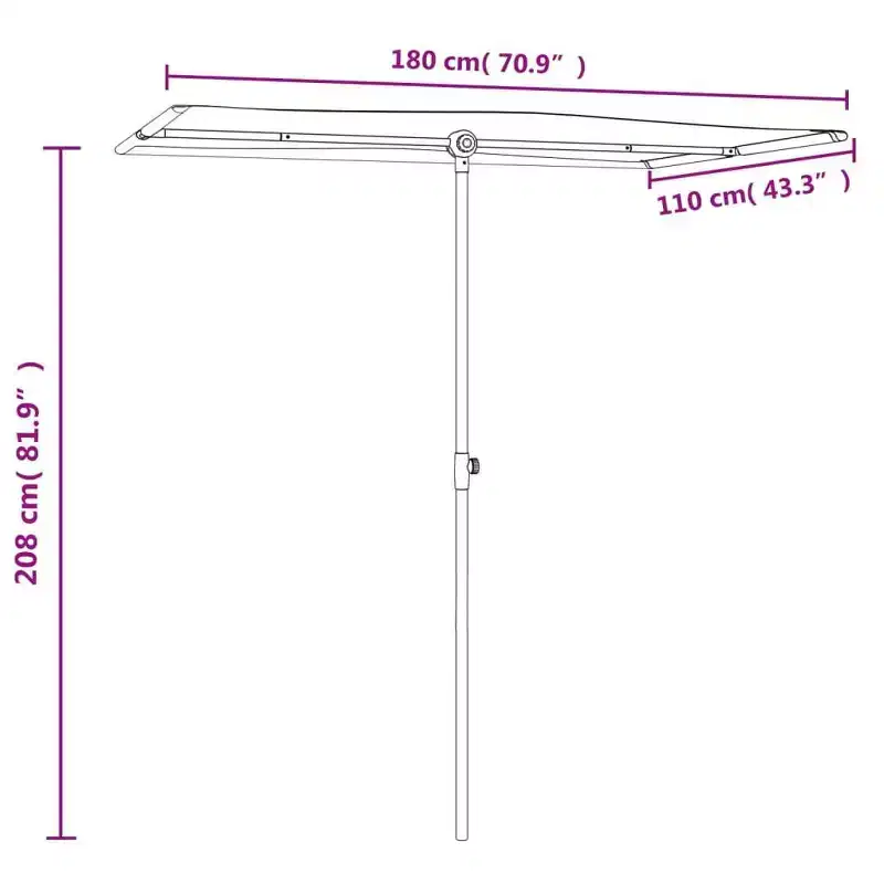 vidaXL Garden Parasol Azure blue 100% polyester, aluminum Large