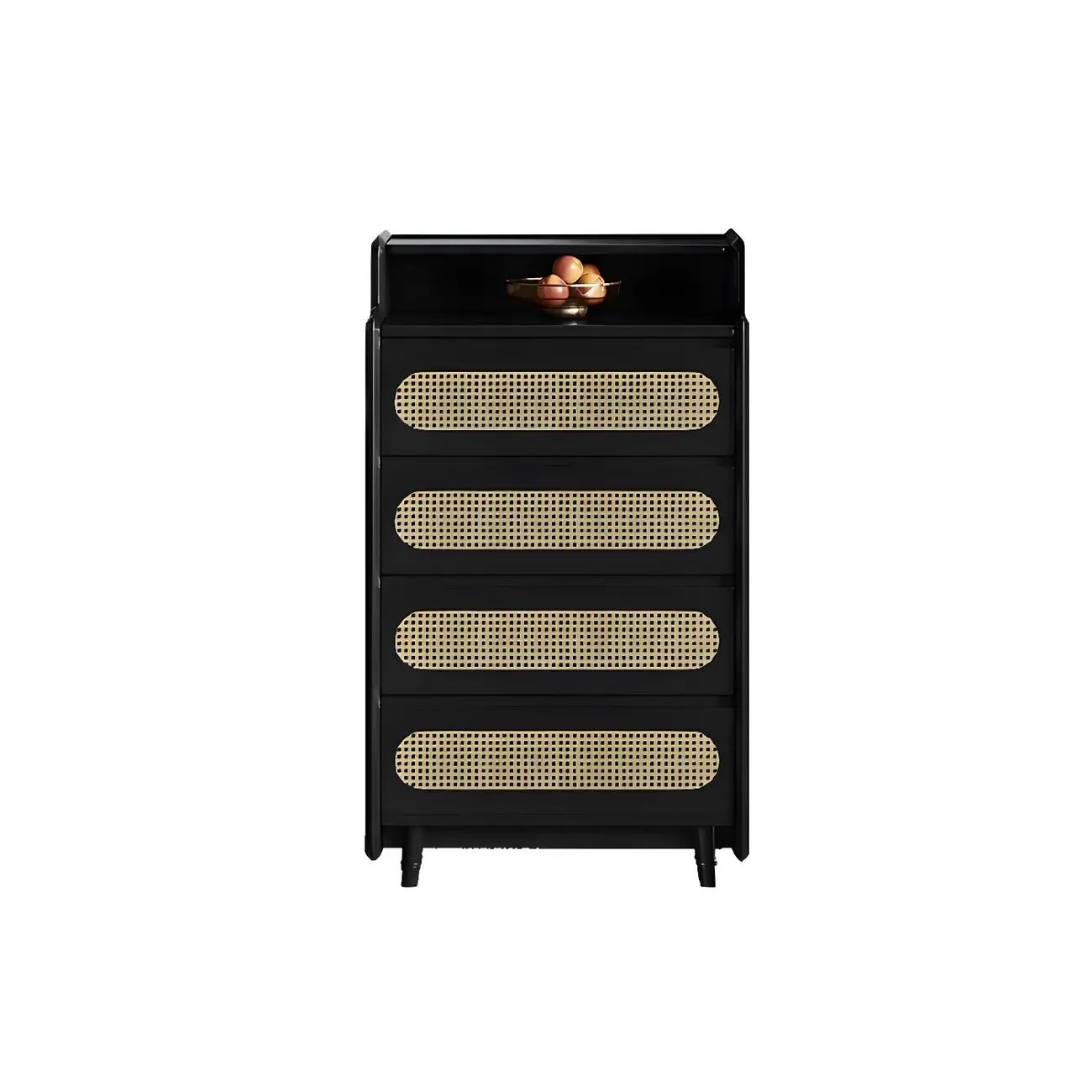 Brown Wood Rattan Front Accent Chest with Multi-Drawer
