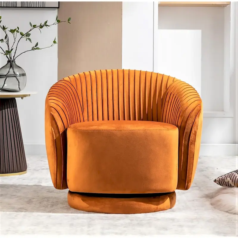 Modern Barrel Swivel Accent Chair with Plush Velvet Upholstery