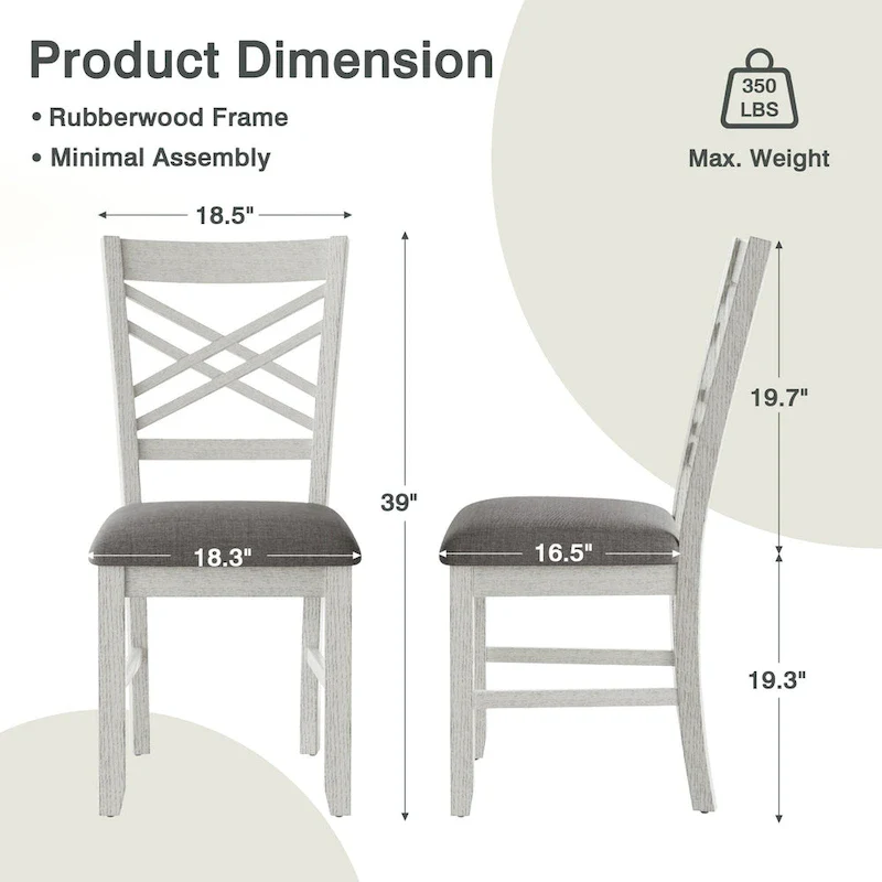 VECELO 6/8-Piece Dining Table Set with Bench, Solid Wood Rectangular Extendable Dining Table & 4 Solid Wood Dining Chairs