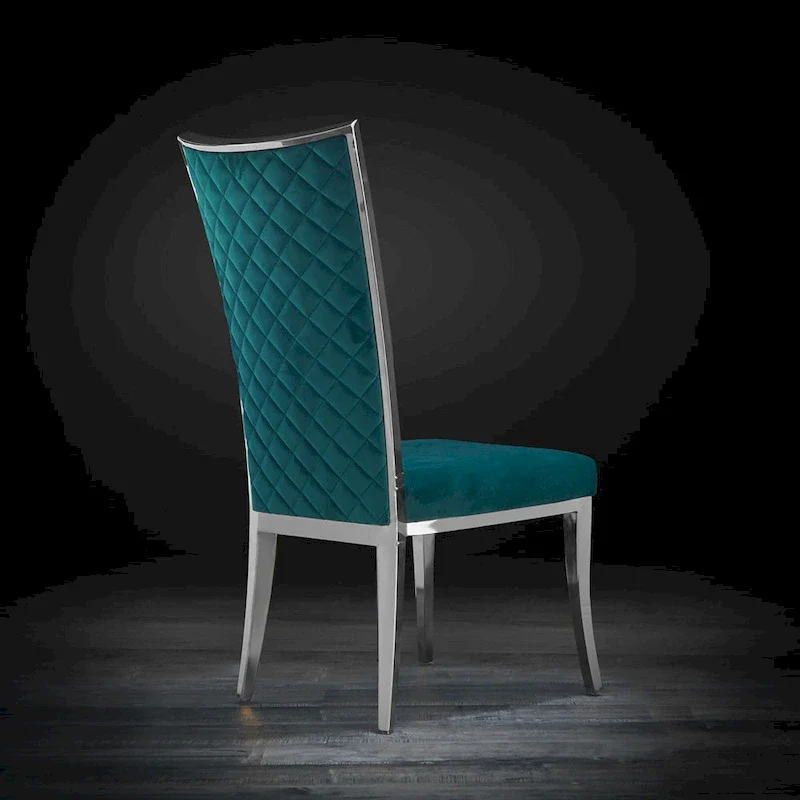 Silver Velvet Upholstered Dining Chair