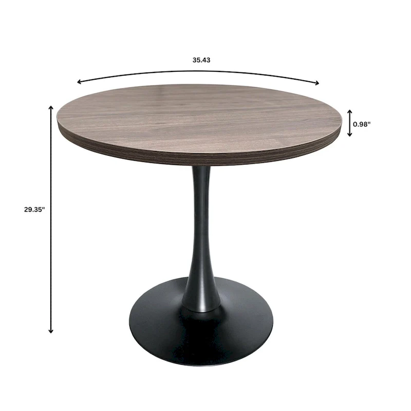 36 Round Dining Table with MDF Top and Black Iron Base