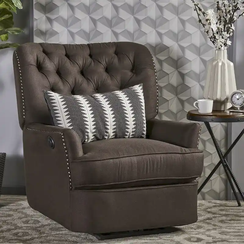 Salomo Tufted Fabric Power Recliner by Christopher Knight Home
