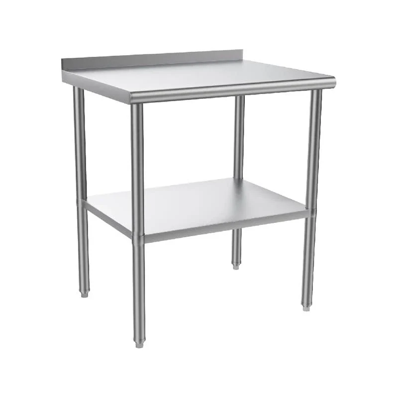 Silver Stainless Steel Commercial Kitchen Prep Table with Undershelf – 4 Sizes