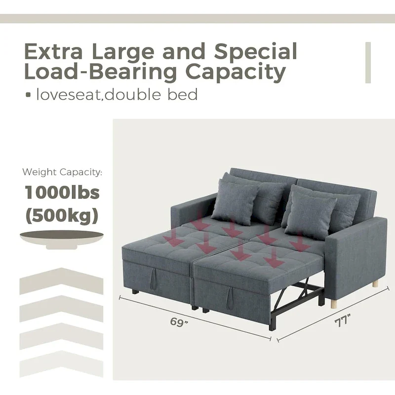 Double Sleeper Chair Bed with Adjustable Backrest