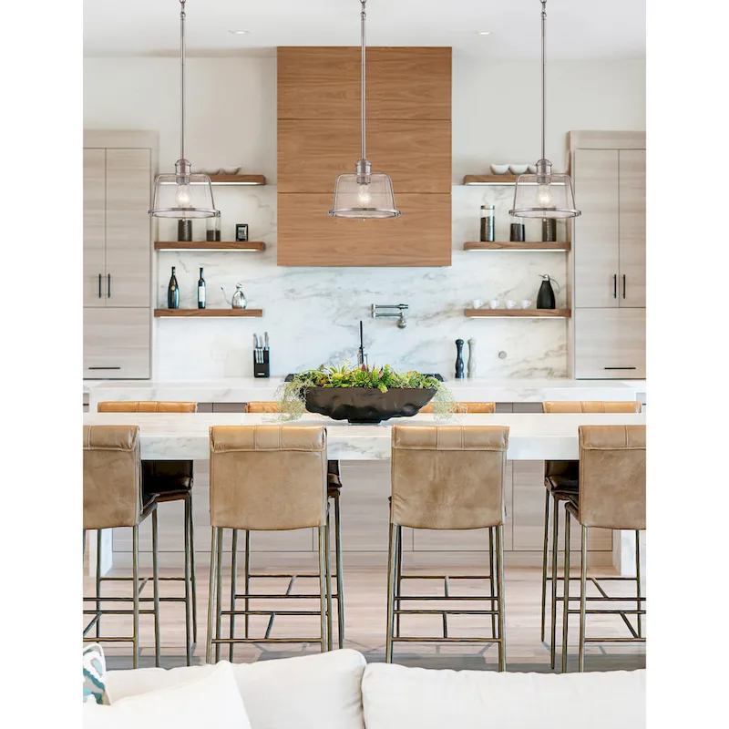 Justice Design Group Revere 12  1-Light Pendant with Seeded Glass Shade