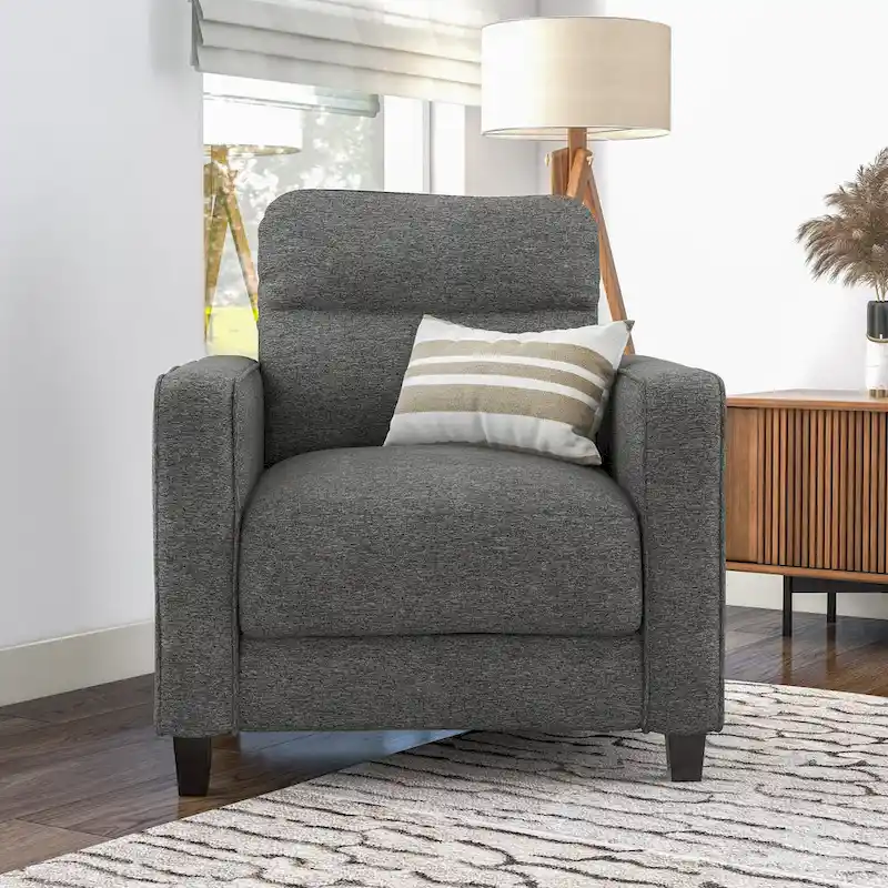 Wystan Contemporary Track Arms Chair with Solid Wood Tapered Legs, Upholstered Fabric Single Sofa Chair by