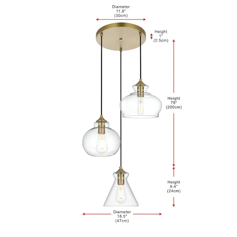 Elegant Lighting Destry 3 Light 19  Wide Multi Light Pendant with