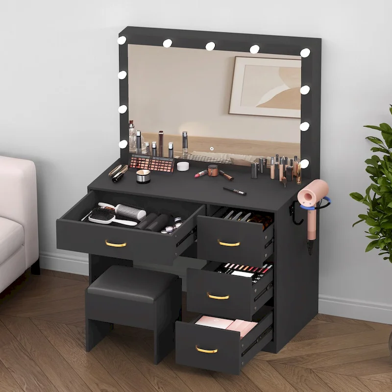 Makeup Vanity with 4 Drawers - 35.4L x 23.6W x 53.5H