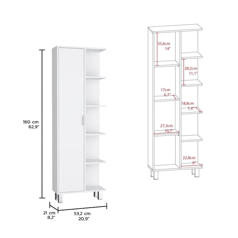 Crovie 63  Tall Modern Bathroom Seven Shelves Tall Linen Tower