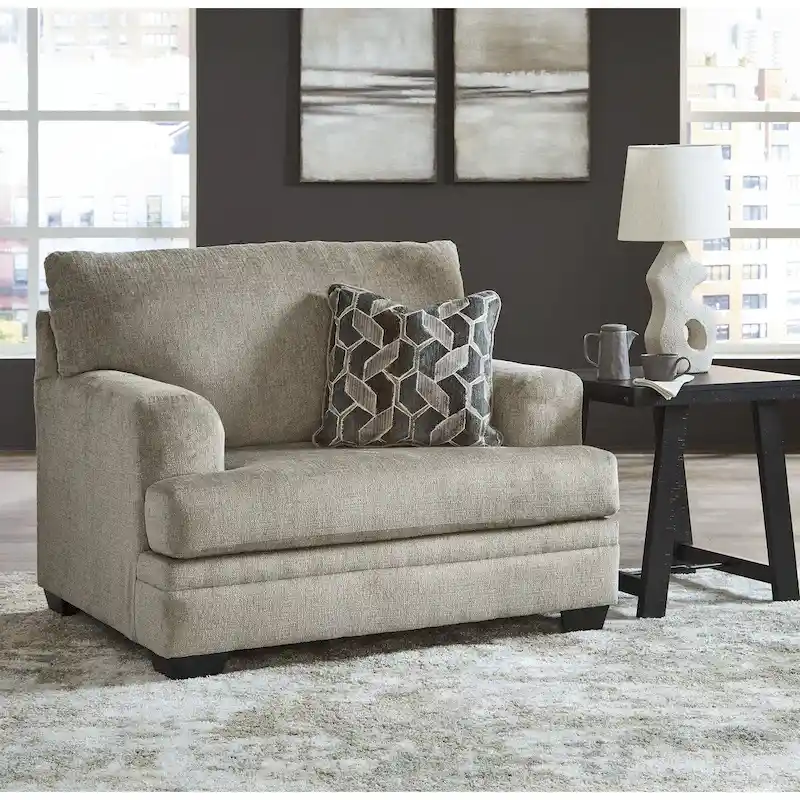 Taupe / Nutmeg Polyester Oversized Accent Chair with Accent Pillow – Seats 1