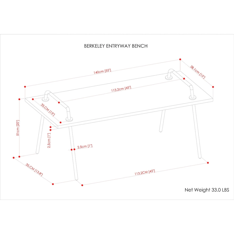 WYNDENHALL Sera SOLID MANGO WOOD 55 inch Wide Industrial Entryway Bench in Natural - 55.1 x 15 x 20.1