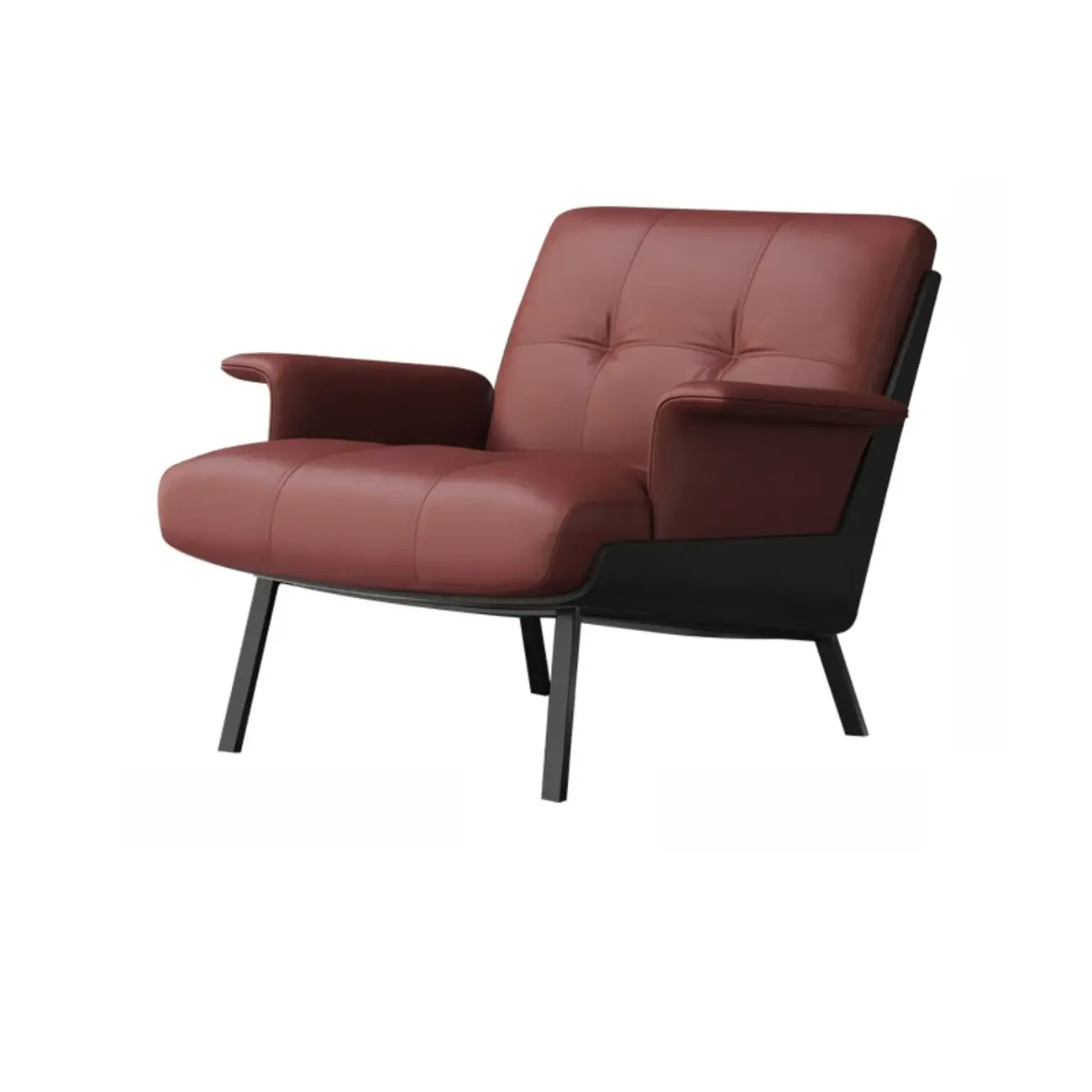 Modern Tufted Microfiber Leather Accent Chair with Arms