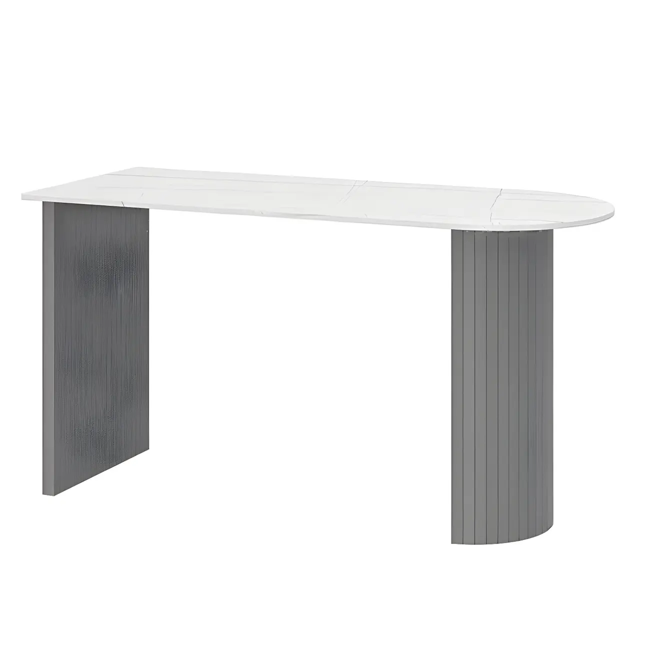 Modern White Free Form Wood Ribbed Metal Bar Tables