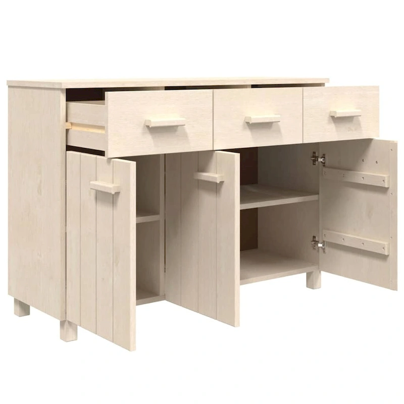 vidaXL Sideboard Bar Buffet Console Cabinet with Drawers HAMAR Solid Wood Pine - 44.5  x 15.7  x 31.5