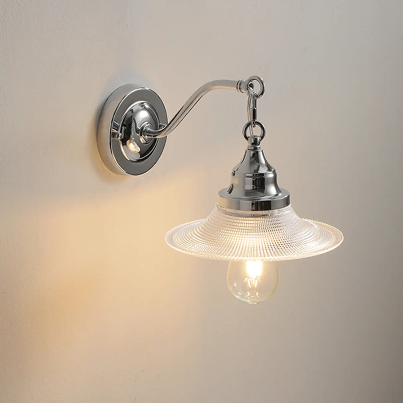 Modern Silver Clear Glass Shade Wall Sconce