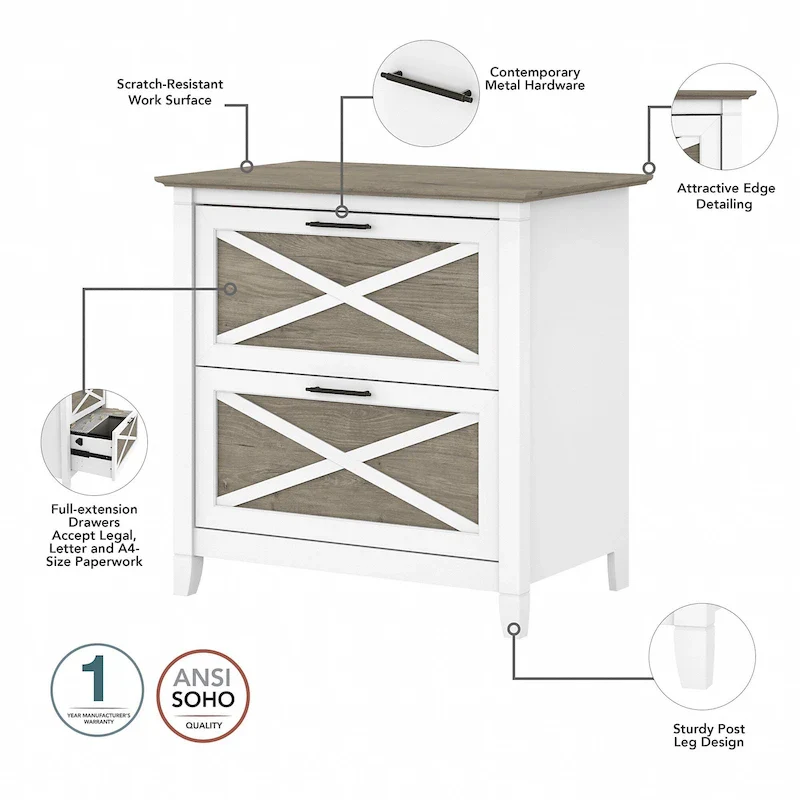 Key West 54W Computer Desk with Cabinet and Bookcase by Bush Furniture