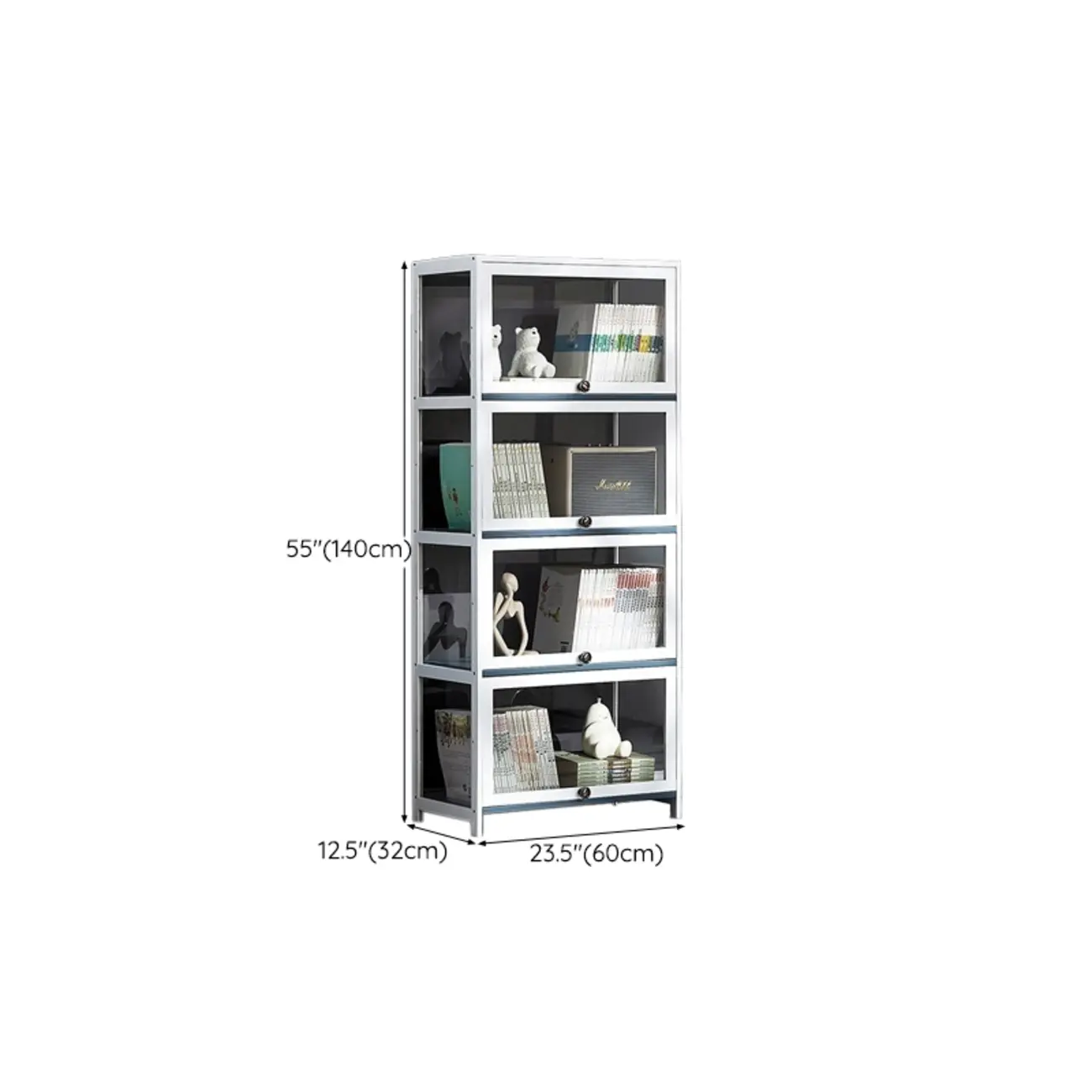 Modern White Bamboo Flip-Up Glass Display Cabinet