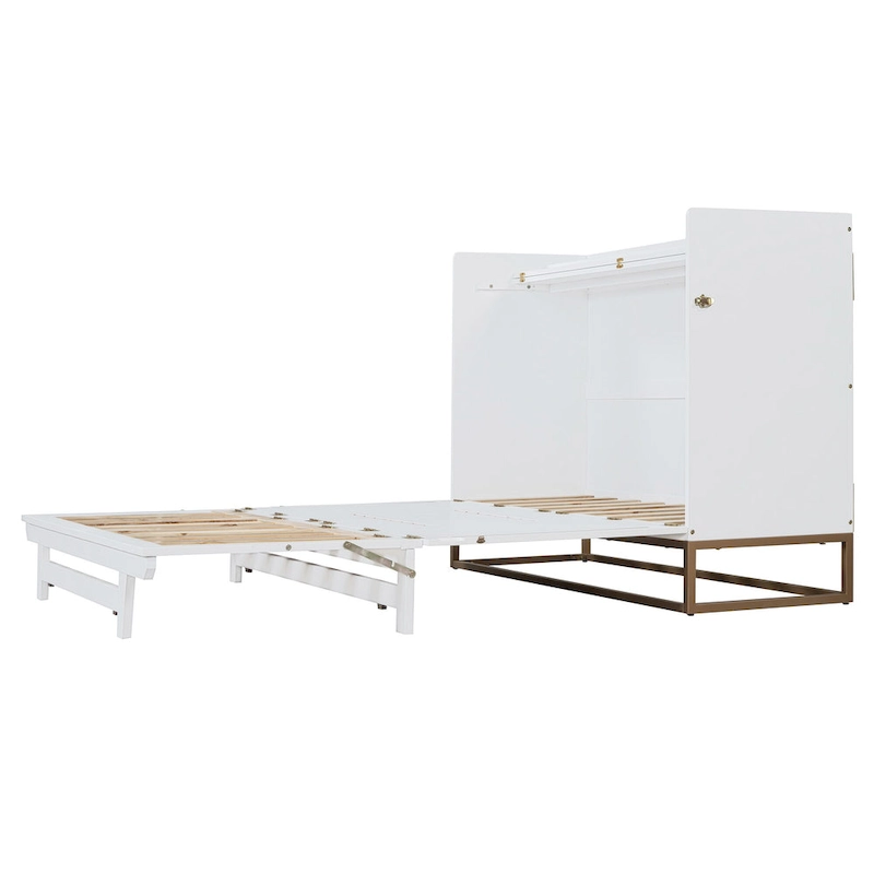 Queen Murphy Bed with Cabinet Design, Multi-Functional, 400lb Capacity