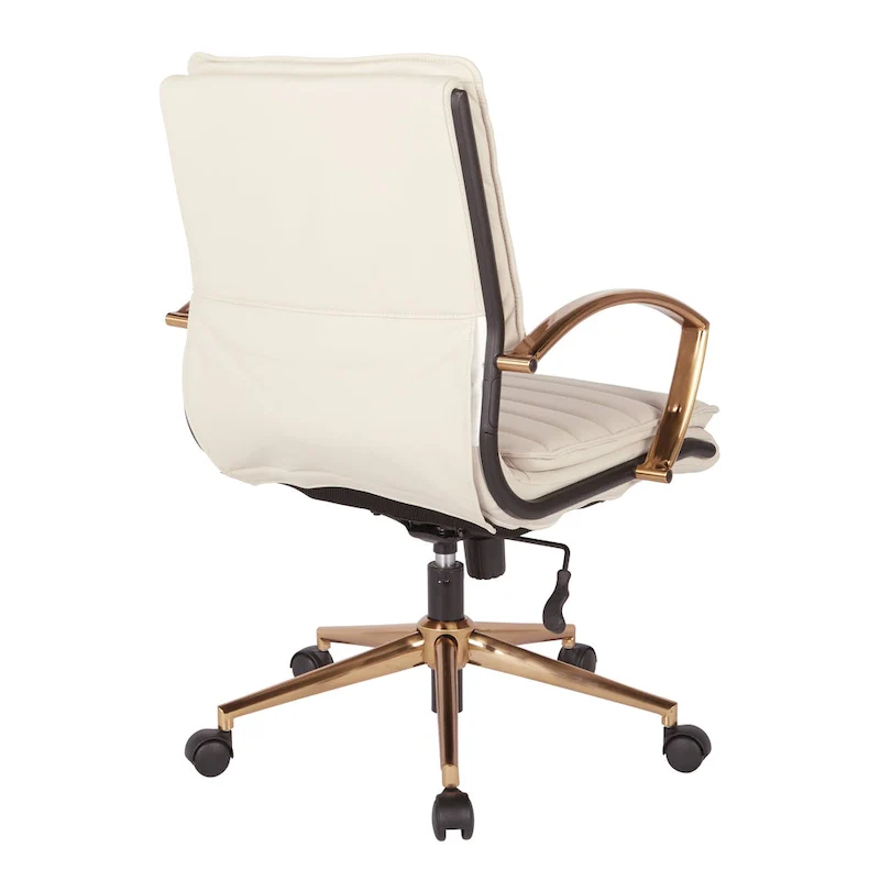 Mid-Back Faux Leather Office Chair with Gold Base