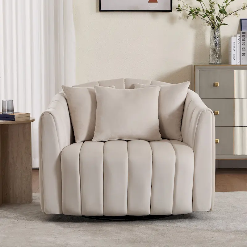 40.4W Modern Swivel Accent Chair,Swivel Single Sofa Chair with Ottoman