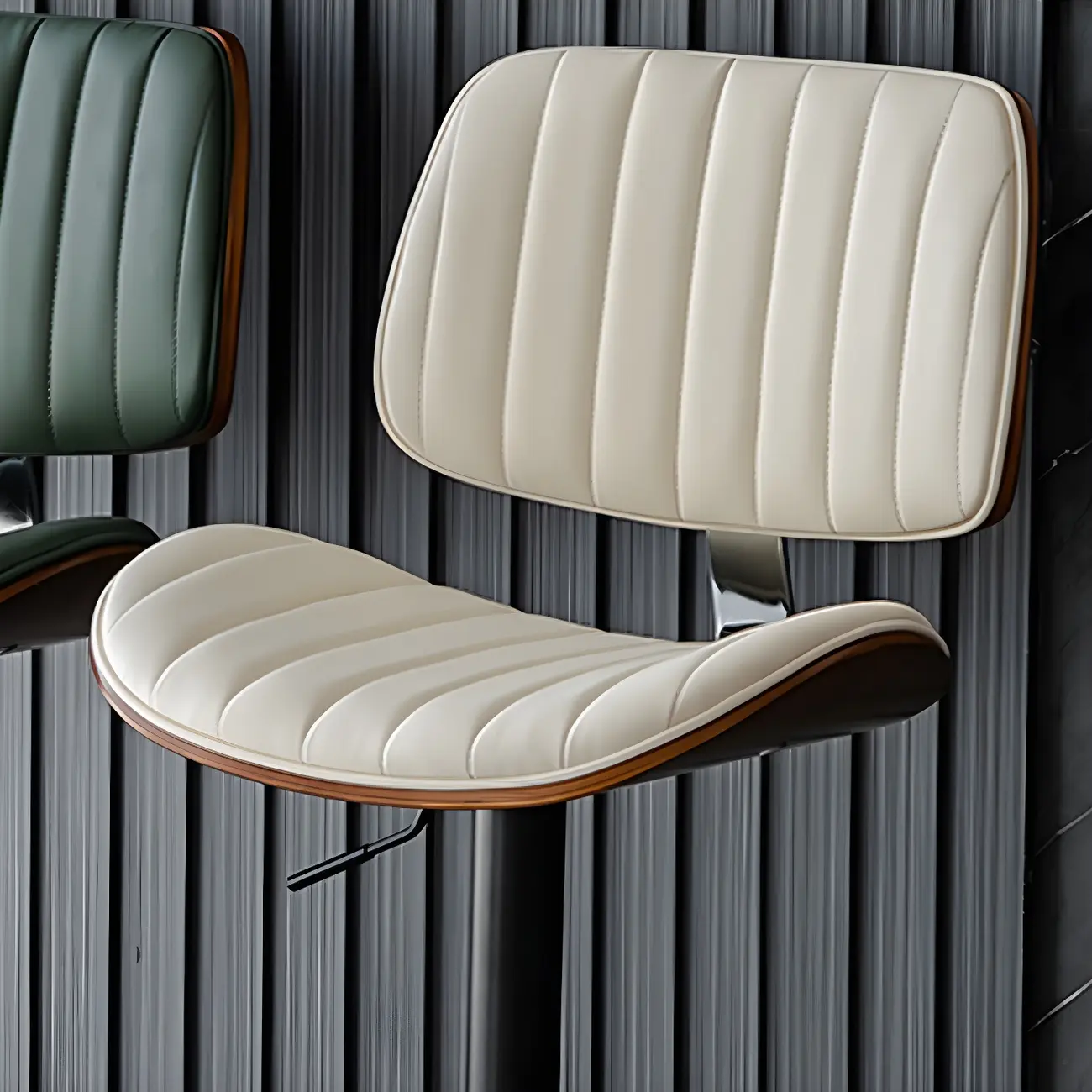 Adjustable Height Bucket Swivel Leather Bar Stool with Back