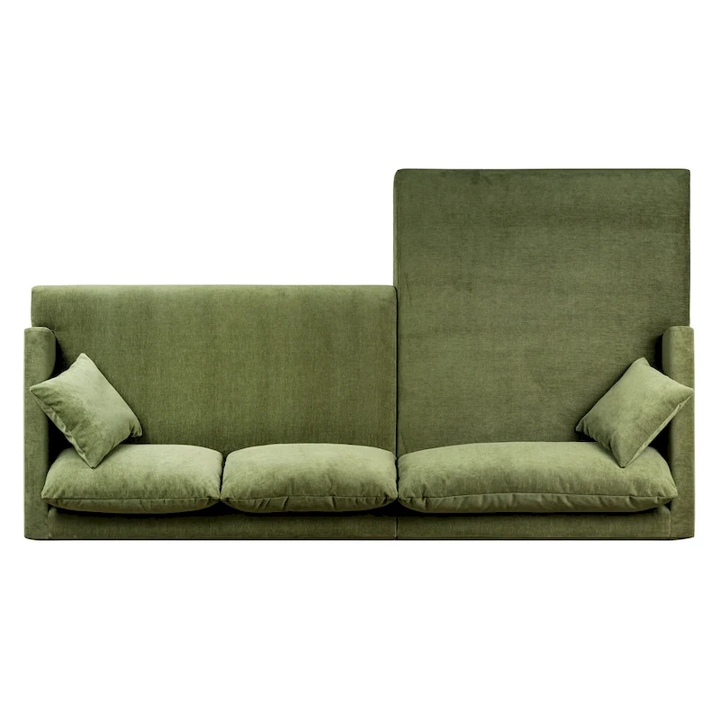 Poly & Bark Lucerne Sectional with Extra-Wide Chaise in Distressed Green Velvet