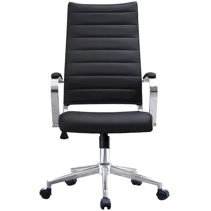 Modern High Back Office Chair Ribbed PU Leather Manager Tilt Conference Room Computer Desk Boss Task Executive Boss