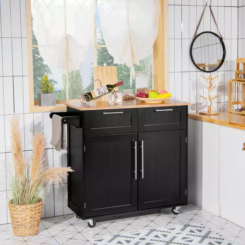 Costway Rolling Kitchen Cart Island Heavy Duty Storage Trolley Cabinet Utility