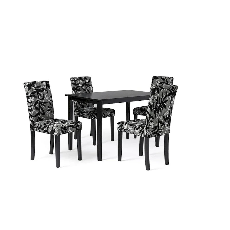 Parson Black and Silver 5-Piece Dining Table and Chairs Set