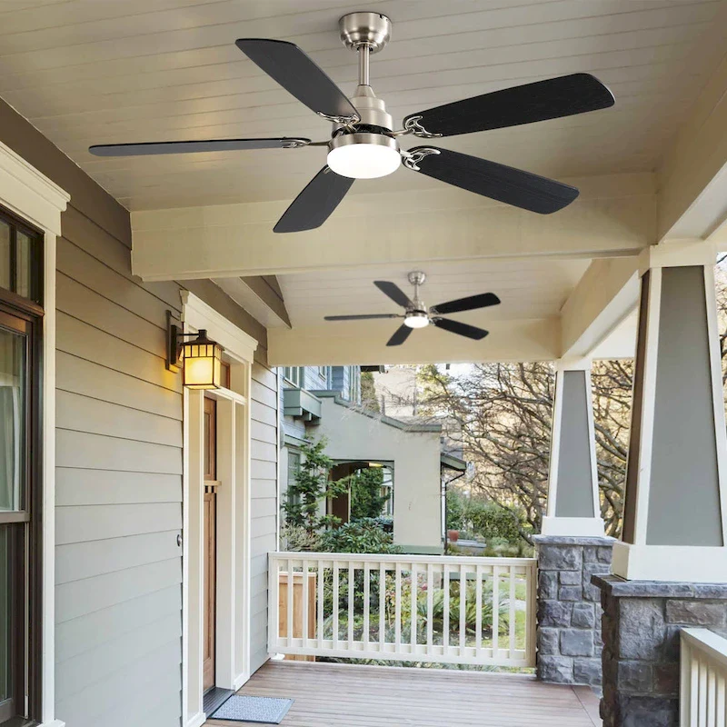 52 inch Ceiling Fan with Remote,Flush Mount and Downrd Mount,Dual Blade Finish,3CCT LED Light,Plywood Blades - 52 inches